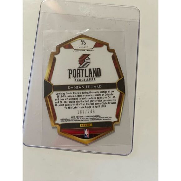 Damian Lillard Select 2018,2019 panini #150 & serial is 162/249 mint condition/g - Picture 2 of 2